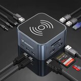 Wozinsky aluminijski Hub USB-C 12u1 sa kabelom 15cm sivi WHBC09Y8S Slike