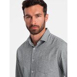 Ombre Men's shirt with pocket REGULAR FIT - grey melange | Eponuda.ba