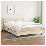 vidaXL Box spring postelja z vzmetnico krem 140x190 cm blago Cene