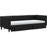  Dnevni krevet na razvlačenje s ladicama crni 80x200 cm tkanina | shoptok.hr