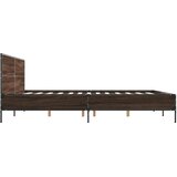  Okvir za krevet smeđi hrast 200x200cm konstruirano drvo i metal | Eponuda.com