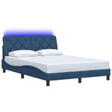  Posteljni okvir z LED brez vzmetnice moder 140x200 cm tkanina, (21791453) | Shoptok.si