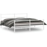 vidaXL Kovinski posteljni okvir z vzglavjem in vznožjem bel 193x203 cm, (21007075) | Shoptok.si