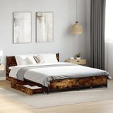Furnova Posteljni okvir s predali dimljen hrast 120x200 cm inž. les, (21939175) Cene