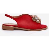 S. BARSKI Women's Sandals On Flat Heel With Decoration S.Barski KV27-001 Red | Shoptok.si