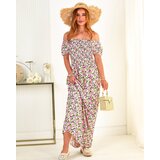 Resti Pink and black women's maxi dress with floral print - Clothing Cene