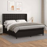  Box spring postelja z vzmetnico črn 180x200 cm umetno usnje, (20788939) Cene