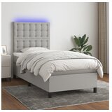  Krevet box spring s madracem LED svjetlosivi 100x200 cm tkanina | shoptok.hr