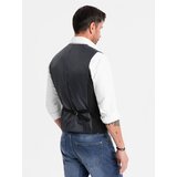 Ombre Elegant men's SLIM FIT herringbone vest - black | ePonuda.com