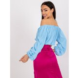 Fashion Hunters Light blue smooth Spanish blouse with long sleeves from Nineli Cene
