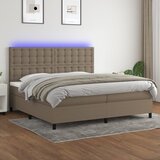  box spring s madracem LED smeđesivi 200x200 cm tkanina | shoptok.hr