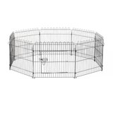 PawHut Jeklena kletka za mačke, pse in mladiče Φ180 x 61cm, črna, (20756730) | Shoptok.si