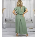 Pri Long dress tied at the waist with short sleeves with frill CELINA | shoptok.hr