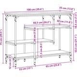  Konzolni stol s policom s pohranom Crni hrast 100 x 35 x 75 cm | shoptok.hr