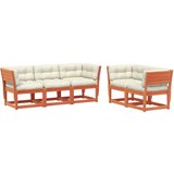  5-dijelni set vrtnih sofa s jastucima voštano smeđi od borovine | shoptok.hr