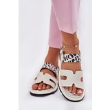 VINCEZA Ladies Leather Sandals On Flat Heel Leopard | Shoptok.si