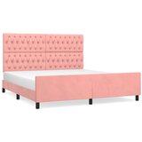 The Living Store Posteljni okvir z vzglavjem roza 180x200 cm žamet - Posteljni Okvir Z Vzglavjem, (21490252) | Shoptok.si