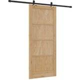  Klizna vrata Prirodna i crna 86 x 198 5 cm Masivna borovina | shoptok.hr
