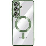 AVIZAR Mehko ohišje MagSafe za Galaxy S26 Plus, odporno na udarce, s kromiranim robom, Zelena, (5000189291) | Shoptok.si