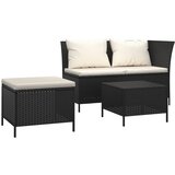 Maison Chic Seti vrtnega pohištva - Vrtna garnitura - Vrtni pohištvo set 3-delna z blazinami črn poli ratan, (21810218) | Shoptok.si