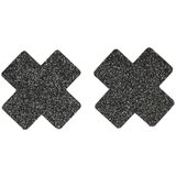Fever Small Glitter Cross Nipple Pasties Black Cene