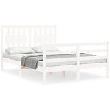 The Living Store Posteljni okvir z vzglavjem bel 120x200 cm trden les - Posteljni Okvir, (21528670) | Shoptok.si
