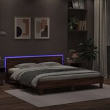  Okvir za krevet s uzglavljem i LED boja smeđeg hrasta 200x200cm | Eponuda.com
