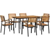  Vrtna garnitura - 7-dijelni vrtni blagovaonski set od bagremovog drva i metala - Dužina stola 140 cm 6 | shoptok.hr