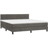  Box spring postelja z vzmetnico LED temno siva 160x200 cm žamet, (20789810) | Shoptok.si