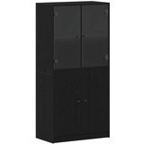 vidaXL Visoka omara z vrati Črna hrast 68x37x142 cm Inženirski les | Shoptok.si