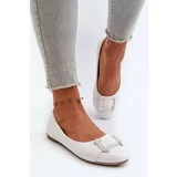 Kesi White eco leather ballerinas with belt and decoration Cadwenla