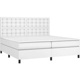  Box spring s madracem LED bijeli 200x200 cm umjetna koža | shoptok.hr