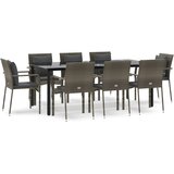  9-dijelni vrtni blagovaonski set crno-sivi od poliratana | shoptok.hr