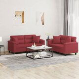 vidaXL 2-dijelni set sofa s jastucima boja vina od umjetne kože | shoptok.hr