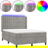  Box spring postelja z vzmetnico LED svetlo siva 140x200cm žamet, (20790181) | Shoptok.si