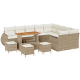 vidaXL 13-dijelni set vrtnih sofa s jastucima bež poli ratan akacija, 4-dijelni set vrtne blagovaonice s jastucima bež poli ratan akacija | shoptok.hr