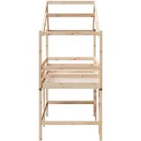  Krevet na kat s ljestvama i krovom 90x190 cm od borovine | shoptok.hr