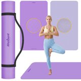 Rebel Active prostirka za gimnastiku za jogu, pilates, fitness, 200x115cm, debljine 1cm, TPE materijal, ljubičasta | shoptok.hr