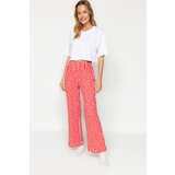 Trendyol Red Cotton Striped Knitted Pajamas Bottoms Cene