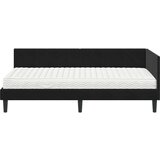 vidaXL Kotna postelja z vzmetnico z vzglavjem Črna 90 x 190 cm Žamet | Shoptok.si