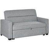 HOMCOM 1-kvadratni kavč z oblazinjenjem iz tkanine, dvosedežna zofa s 3-stopenjskim nagibnim naslonom, siva, (20745120) | Shoptok.si