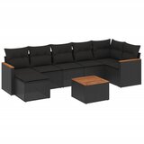  8-dijelni set vrtnih sofa od poliratana s jastucima crni Slike