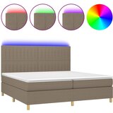  box spring s madracem LED smeđesivi 200x200 cm tkanina | shoptok.hr
