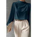 Fenzy Elegantna Bluza S Visokim Ovratnikom, Petrolej | shoptok.hr