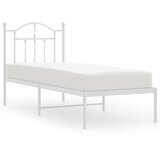 Metalni okvir krevet bez madraca s uzglavljem bijeli 75x190 cm | shoptok.hr