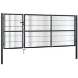 vidaXL Vrtna vrata s stebrički jeklo 350x120 cm antracitna | Shoptok.si