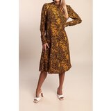 Fenzy Midi Obleka S Potiskom, Rjava | Shoptok.si