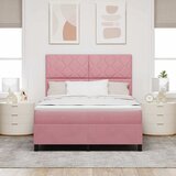  LED Box Spring Krevet Ružičasta 140 x 200 cm Baršun | shoptok.hr
