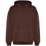 Trendyol Brown Men's Oversize Hoodie Printed Sweatshirt with a Soft Pillow Inside and a Floral Print Cene