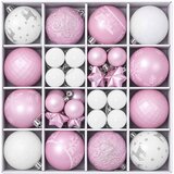  Set božićnih kuglica 88 kom. Roza i bijela Ø 6 cm Plastika | shoptok.hr